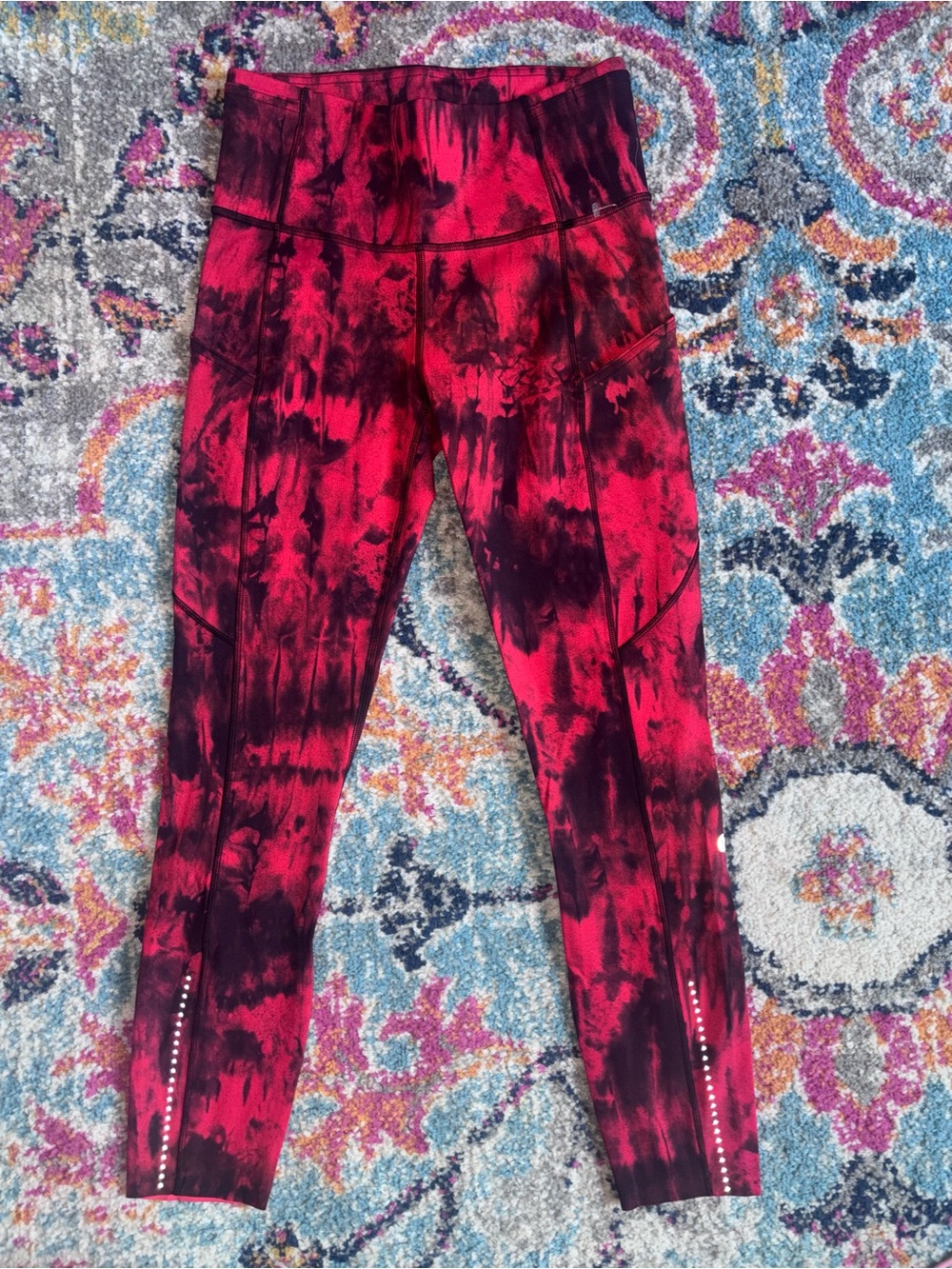 lululemon athletica Red and Black Tie-Dye Active Leggings